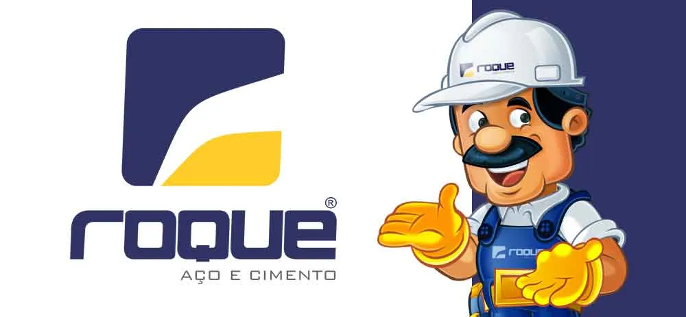 Nova identidade visual da Roque e o mascote Mestre de Obras